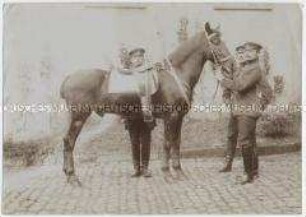 Offiziere der Schutztruppe für Deutsch-Südwestafrika mit Pferd