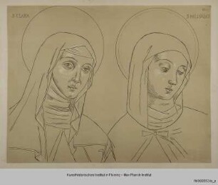 Oberkörper der Heiligen Klara und Elisabeth von Ungarn (nach einem Fresko von Tiberio d'Assisi in Santa Maria degli Angeli in Assisi)