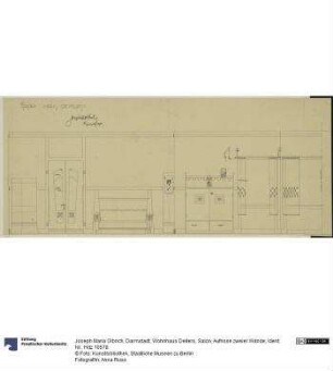 Darmstadt, Wohnhaus Deiters, Salon, Aufrisse zweier Wände