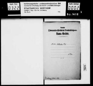 Verleihung des herrschaftlichen Hofes zu Arbach.