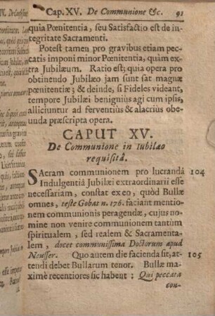 Caput XV. De Communione in Iubilaeo requisita.