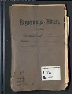 Verschiedene Demobilmachungsangelegenheiten, Generalia/Spezialia, Bd. 1