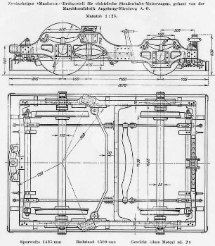 Zweiachsiges Drehgestell für elektrische Straßenbahn-Motorwagen (Maschinenfabrik Augsburg-Nürnberg)