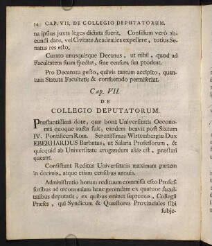 VII. De Collegio Deputatorum.
