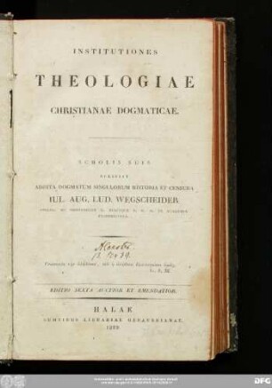 Institutiones Theologiae Christianae Dogmaticae