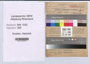 Entnazifizierung Heinrich Kocken , geb. 30.09.1899 (Mechaniker)