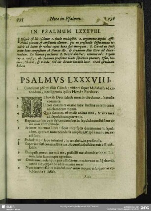 In Psalmum LXXXVIII.[i.e. LXXXVII.] Psalmus LXXXVIII. [i.e. LXXXVII.]