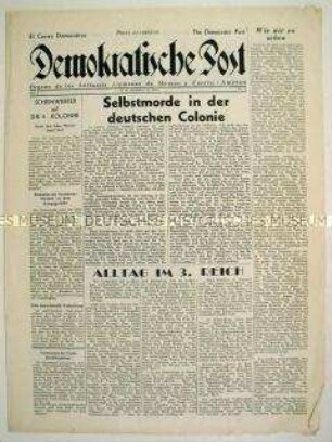 Wochenzeitung deutscher Emigranten in Mexico "Demokratische Post" u.a. über den Kriegsalltag in Deutschland