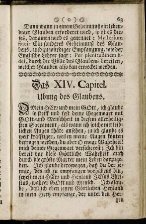 Das XIV. Capitel. Ubung des Glaubens.