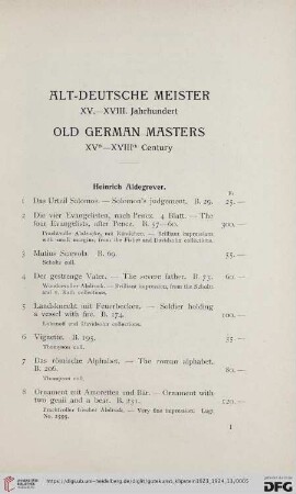 Alt-Deutsche Meister. XV. - XVIII. Jahrhundert