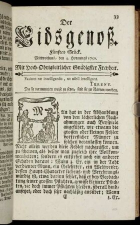 Fünftes Stück. Mittwochens, den 4. Hornungs 1750.