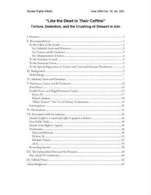"Like the dead in their coffins" : torture, detention, and the crushing of dissent in Iran