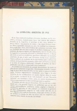 La literatura argentina en 1913