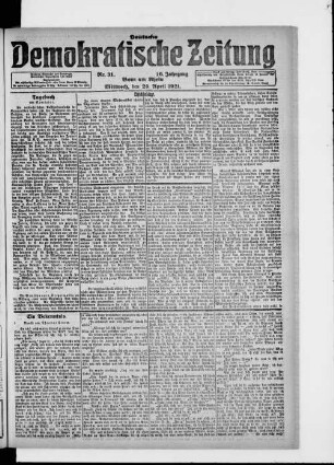 Deutsche demokratische Zeitung. 1918-1921