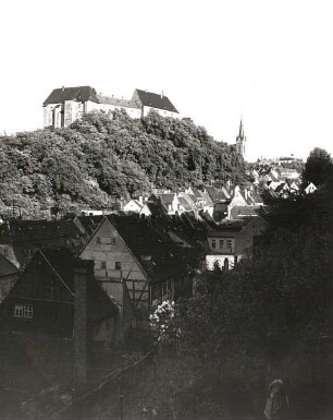 Leisnig. Stadtansicht von Nordwesten mit Schloß Mildenstein