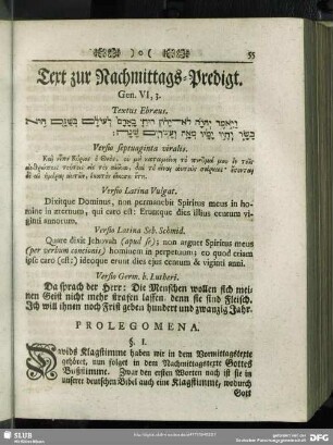 [Nachmittags-Predigt. Gen. VI, 3]