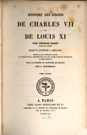 Histoire des règnes de Charles VII. et de Louis XI., 2