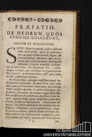 Praefatio. De Deorum, Quos Ethnici Coluerunt, Origine Et Idololatria.