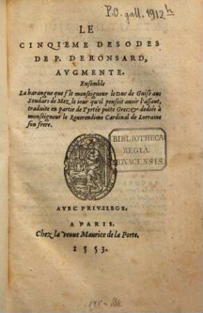 Le cinquième des odes