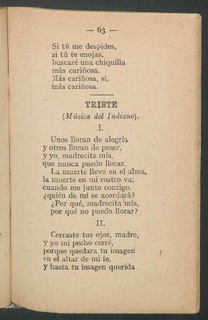 Triste : (Música del indiano)