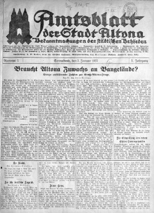 Nummer 1 : Sonnabend, den 3. Januar 1925