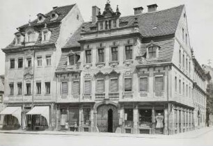 Borna, Bürgerhäuser mit Geschäften am Markt
