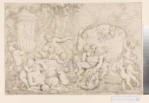 Bacchanal, Satyr von drei Faun getragen