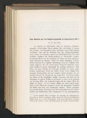 Eine Medaille auf das Religionsgespräch in Regensburg 1601