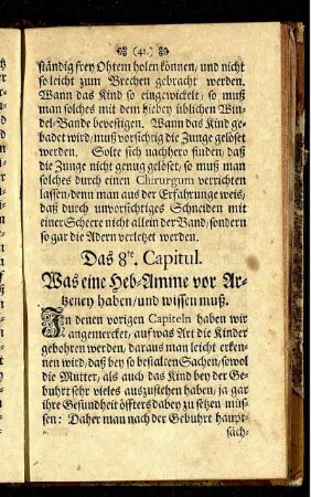 Das 8te Capitul. Was eine Heb-Amme vor Artzeney haben / und wissen muß.