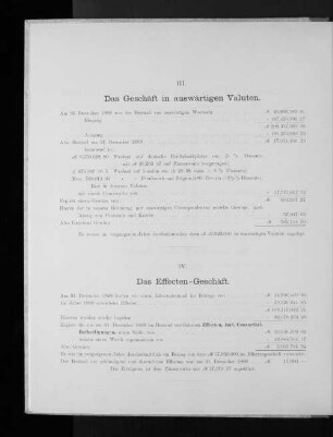 IV. Das Effecten-Geschäft.