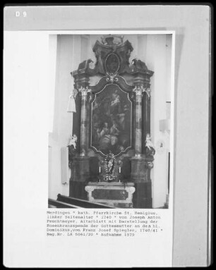 Altarbild: Die Rosenkranzspende der Gottesmutter an den heiligen Dominikus