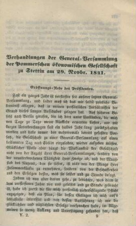 Verhandlungen der General-Versammlung der Pommerschen ökonomischen Gesellschaft zu Stettin am 29. Novbr. 1841.