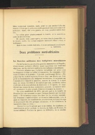 Deux problèmes nord-africains.