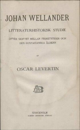 12,2: Johan Wellander : litteraturhist. studie