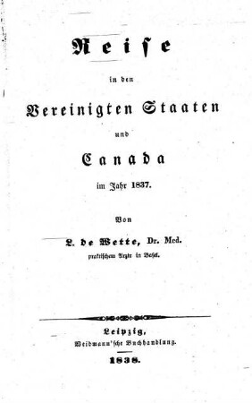 Reise in den Vereinigten Staaten und Canada