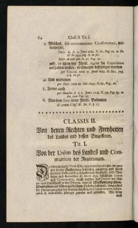 64-84, Tit. I. Von der Union des Landes und Communion der Regierungen. - Tit. II. Von Land-Tägen.