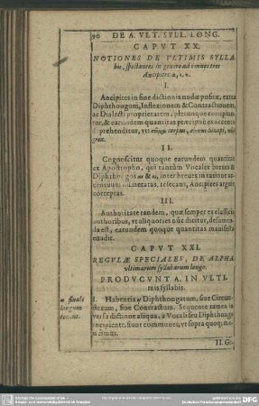Caput XXI. Regulae Speciales, De Alpha ultimarum syllabarum longo