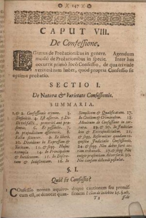 Sectio I. De Natura & Varietate Confessionis.