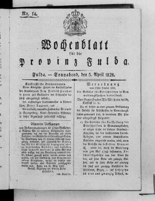 Nr. 14, Ausgabe vom 5. April 1828