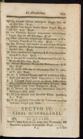 Sectio IV. Libri Miscellanei