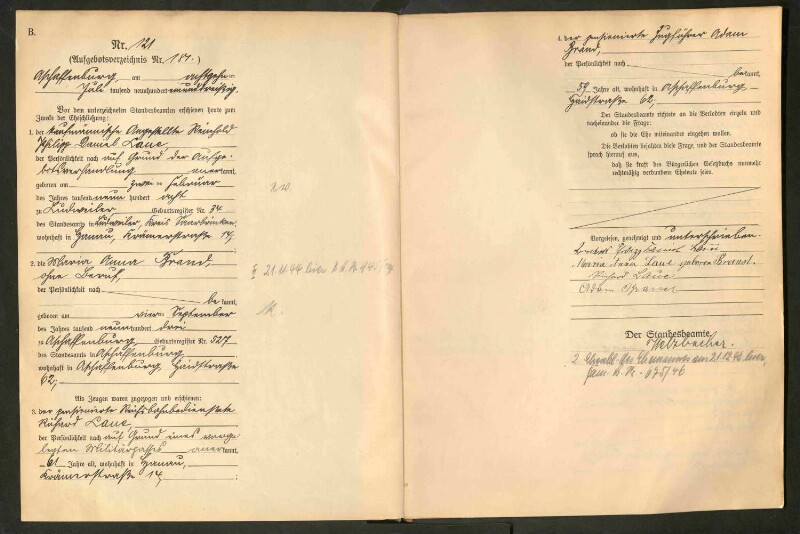 Standesamtsbuch der Stadt Aschaffenburg: Eheschließungen 252/1930 - 130/1931