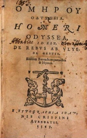 Homēru Odysseia : = Homeri Odyssea