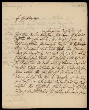 Brief von Georg Christoph Hamberger an Rudolf Erich Raspe