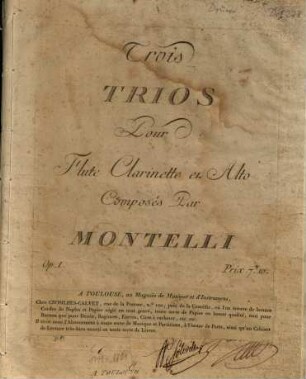 Trois trios pour flute, clarinette et alto : op. 1