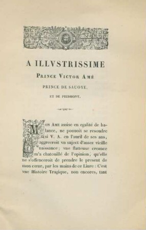 A illustrissime Prince Victor Amé Prince de Sauoye, et de Piedmont