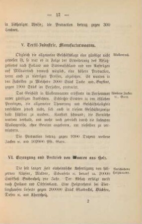 VI. Erzeugung und Vertrieb von Waaren aus Holz.
