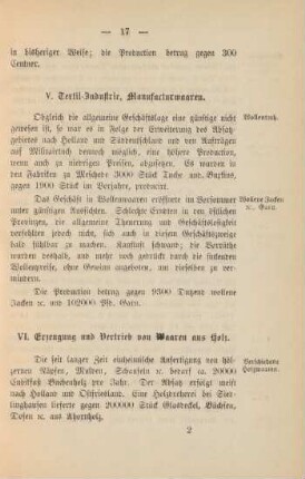 VI. Erzeugung und Vertrieb von Waaren aus Holz.