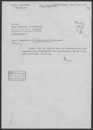 Großheppach mit Kleinheppach: Inspektionsbericht 1957