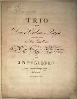 Trio pour deux violons et basse : oeuv. 2