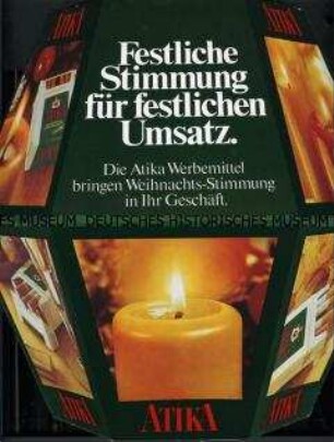 Werbebroschüre für "Atika"-Zigaretten,"Festliche Stimmung für festlichen Umsatz."